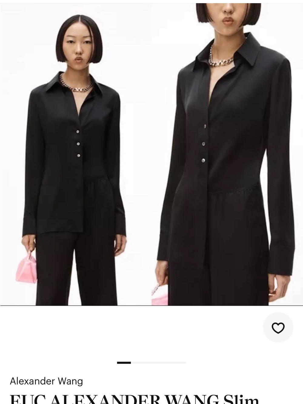 Alexander Wang Black Button-Front Slim Shirt